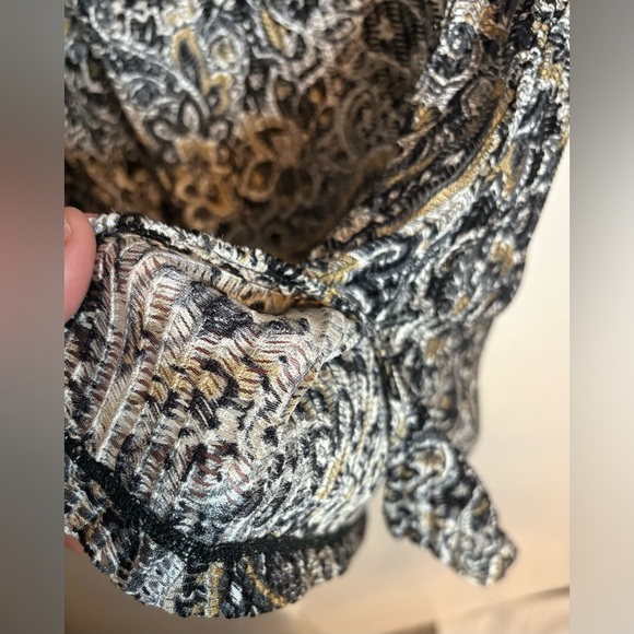 Women’s Susan Graver Paisley Eyelet Knit 3/4 Length Sleeve Multicolor Top Size L - Picture 5 of 7